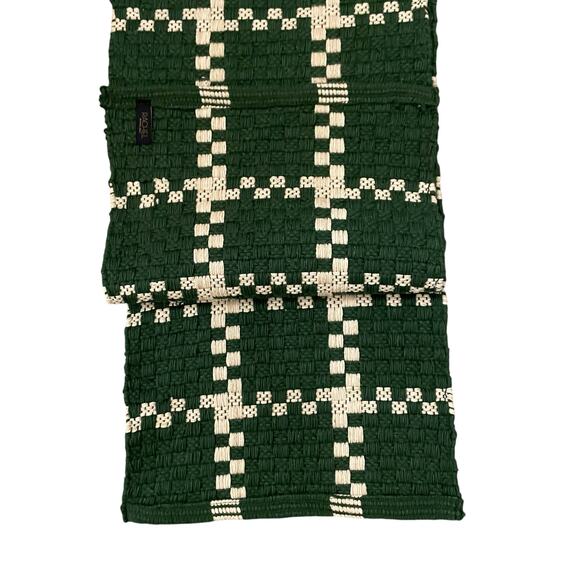 Rachel Roy Checkered Jute Table Runner 16x90 Christmas Holiday Green Cream New - Picture 3 of 12